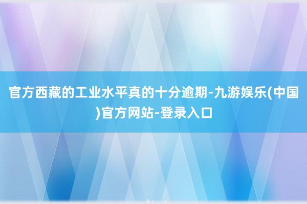 官方西藏的工业水平真的十分逾期-九游娱乐(中国)官方网站-登